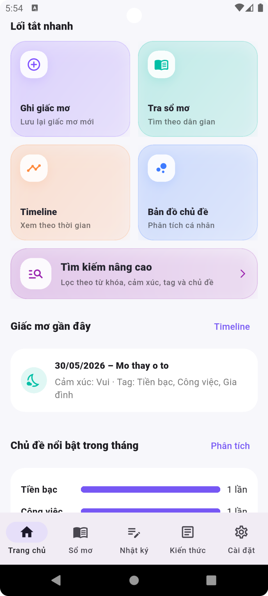 Màn hình lối tắt nhanh app